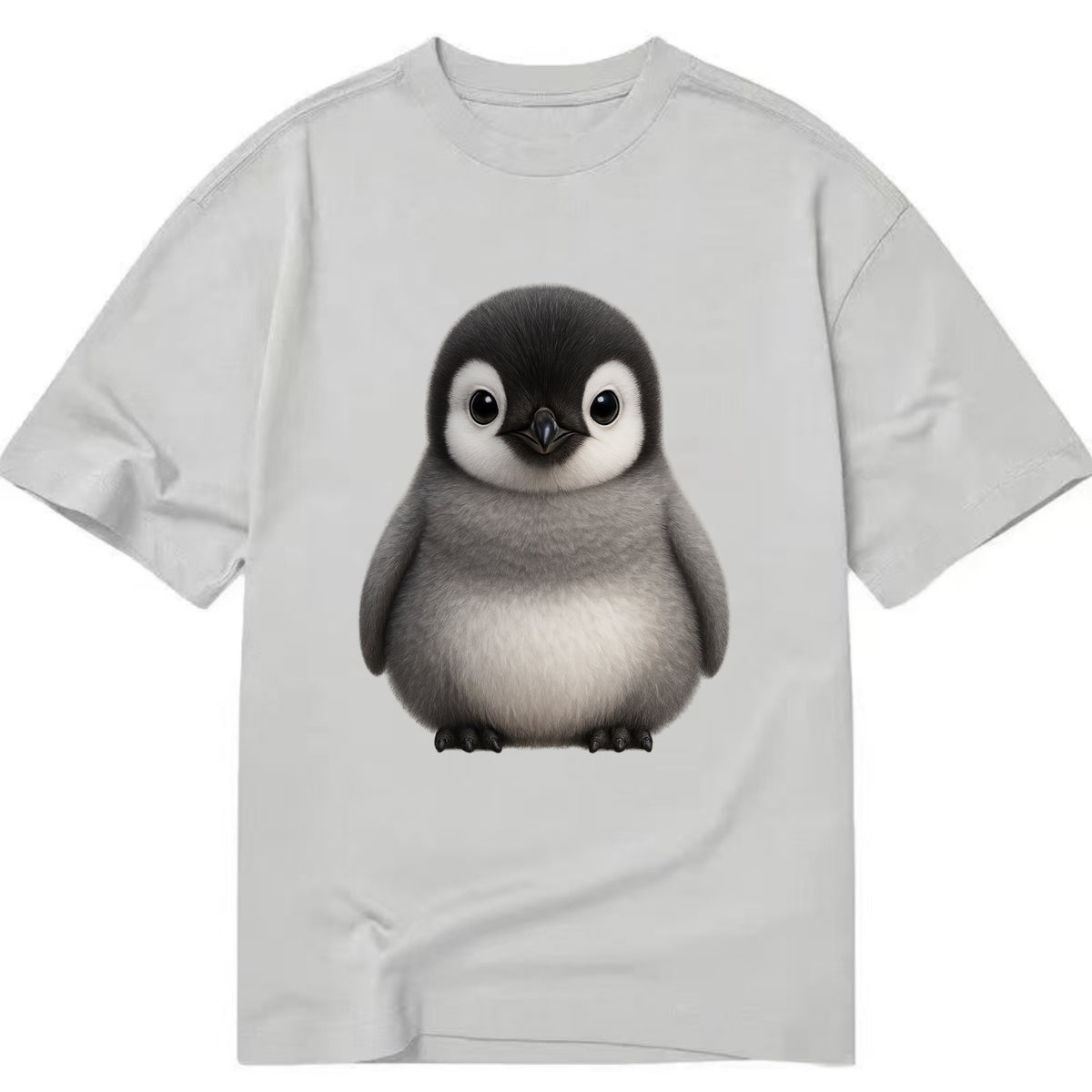 Baby Adelie Penguin - black and white, round body, curious eyes, front-facing, - Classic T-shirt - Grey