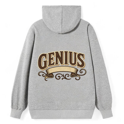 Bold typography design - "GENIUS" - exceptional intelligence, brilliance - Classic Pullover Hoodie - Grey