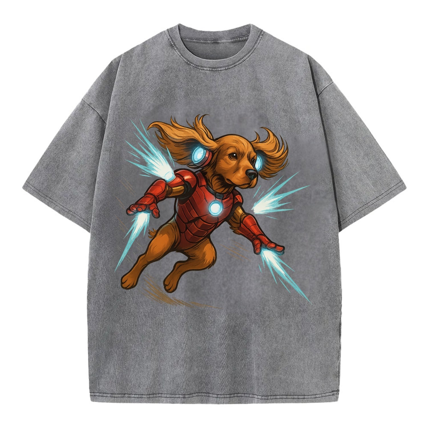 Cocker Spaniel Iron Man  - Vintage T-shirt - Grey