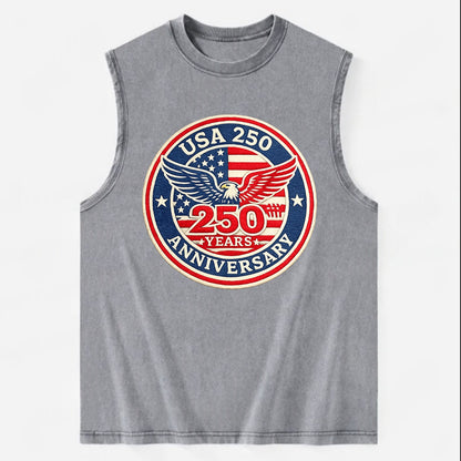 Usa 250th Anniversary Eagle - Vintage Washed Tank - Grey