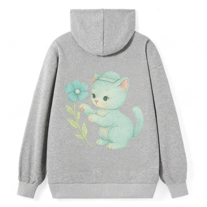 Aqua Kitten - Classic Pullover Hoodie - Grey