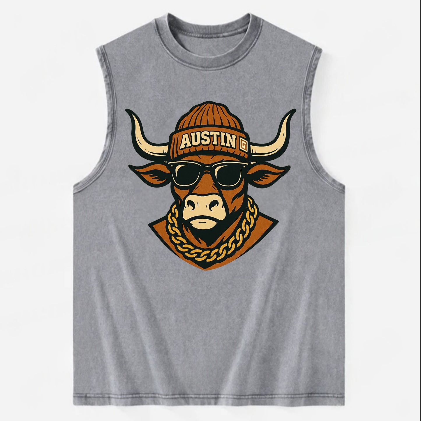 Austin Longhorn - Vintage Washed Tank - Grey