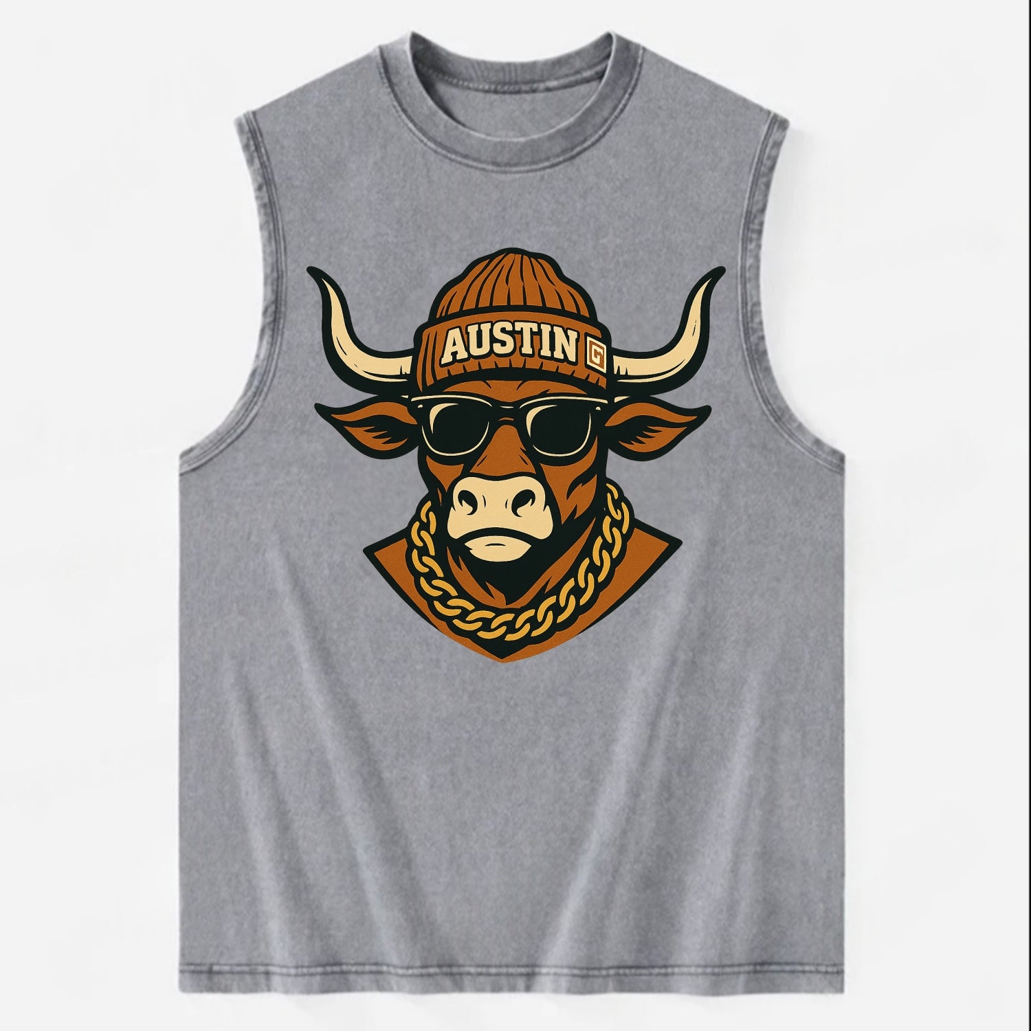 Austin Longhorn - Vintage Washed Tank - Grey