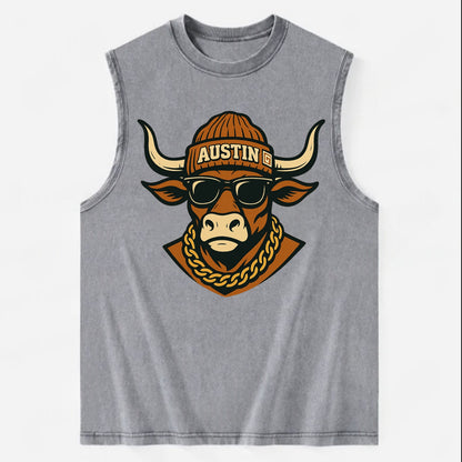 Austin Longhorn - Vintage Washed Tank - Grey