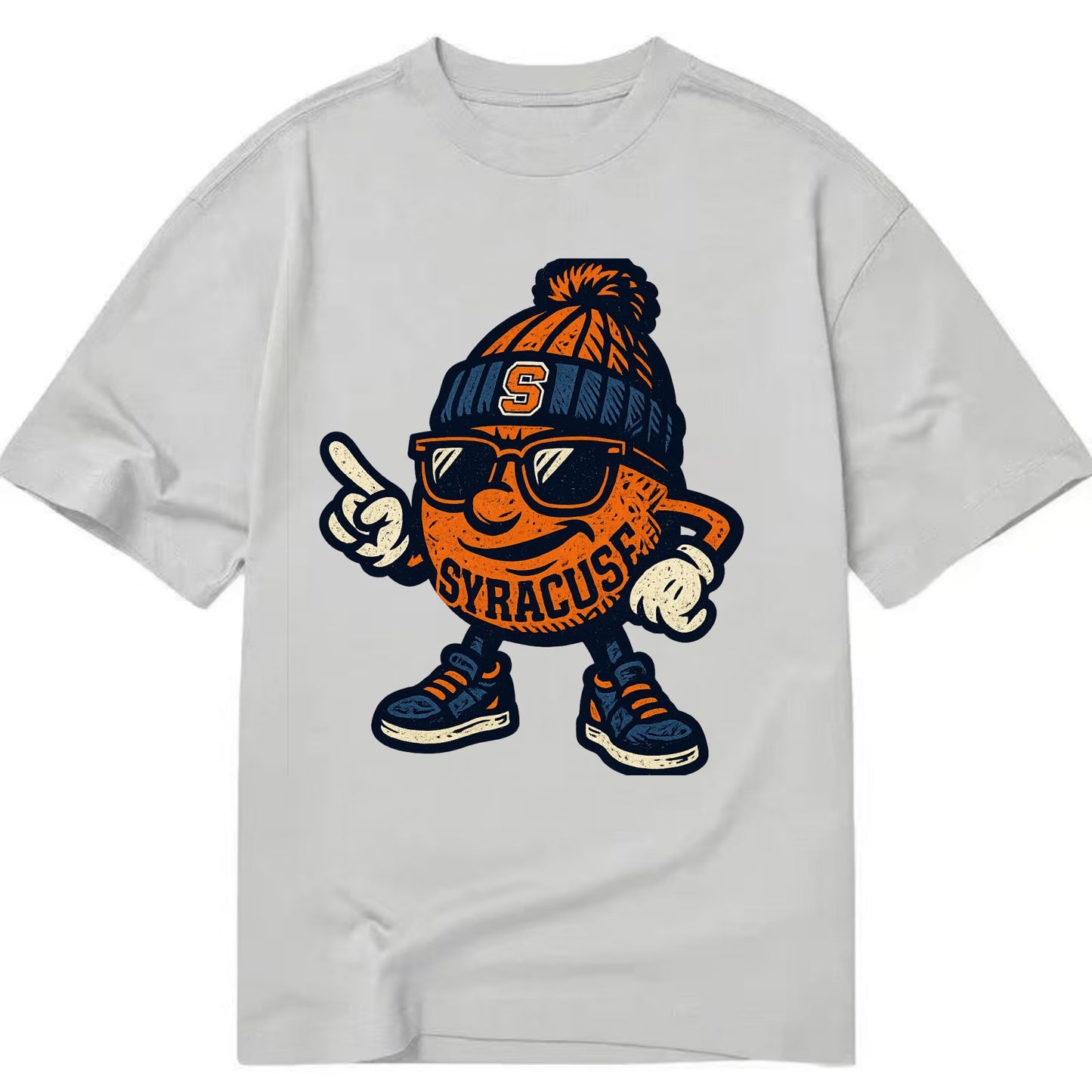 Syracuse Orange wearing Syracuse beanie with S patch - Classic T-shirt - Grey