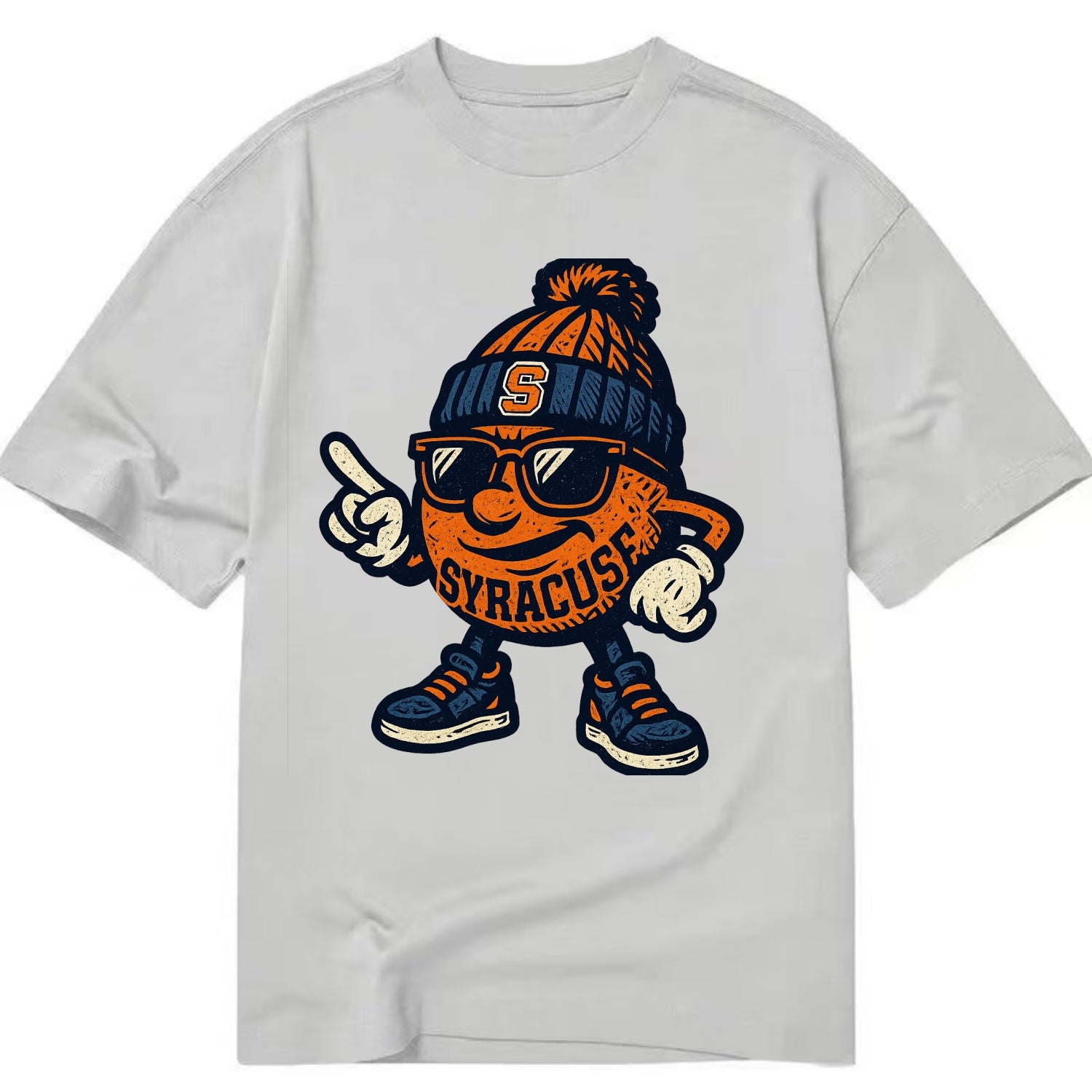 Syracuse Orange wearing Syracuse beanie with S patch - Classic T-shirt - Grey