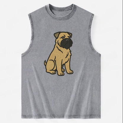 Bouvier des Flandres - Fawn rough coat embroidered design - Vintage Washed Tank - Grey