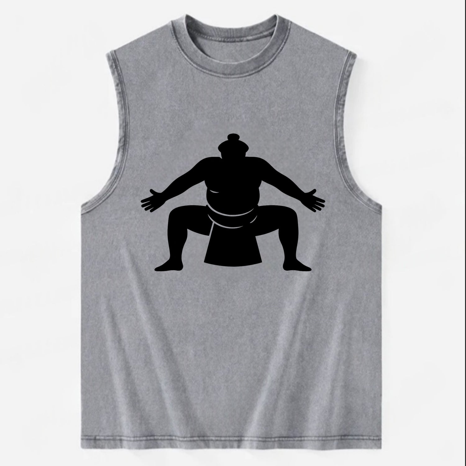 Japanese sumo wrestler ceremonial stance - Vintage Washed Tank - Grey