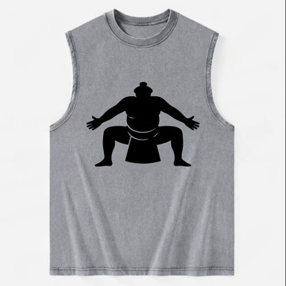 Japanese sumo wrestler ceremonial stance - Vintage Washed Tank - Grey