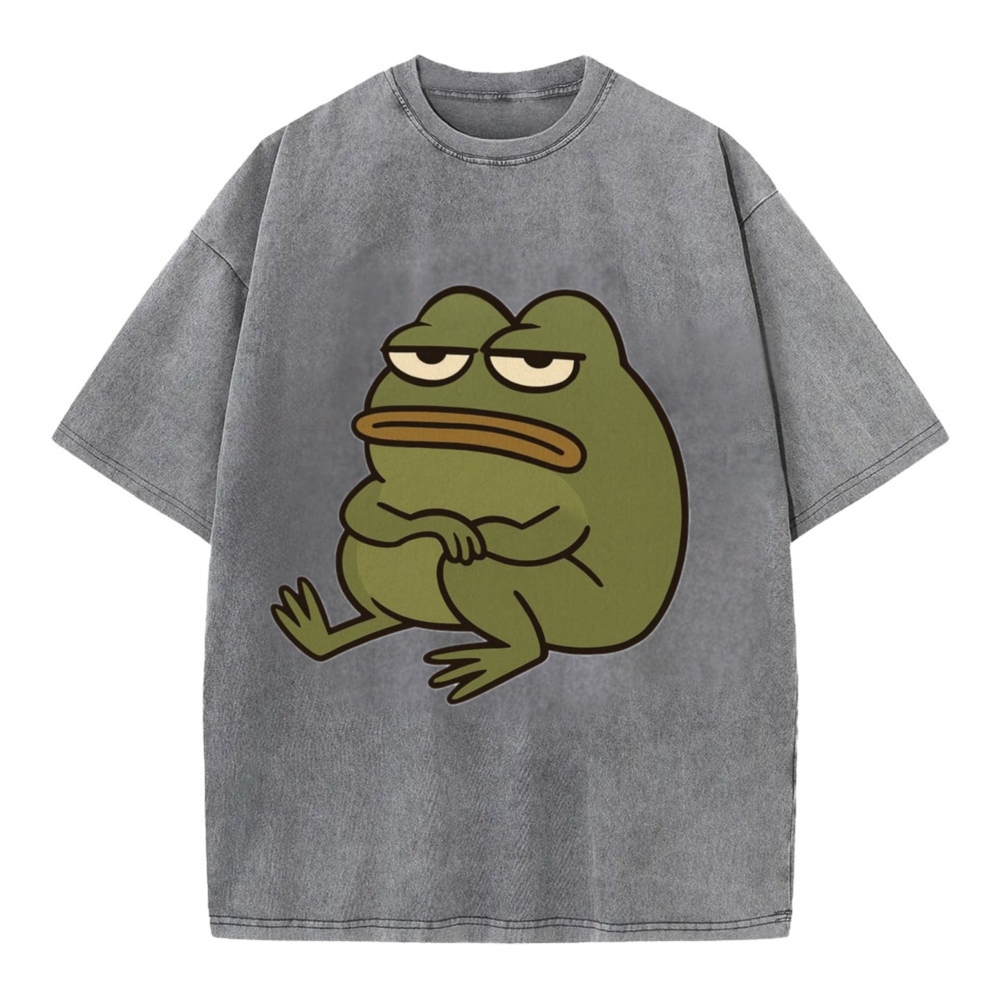 The Frog Judges Silently - Vintage T-shirt - Grey