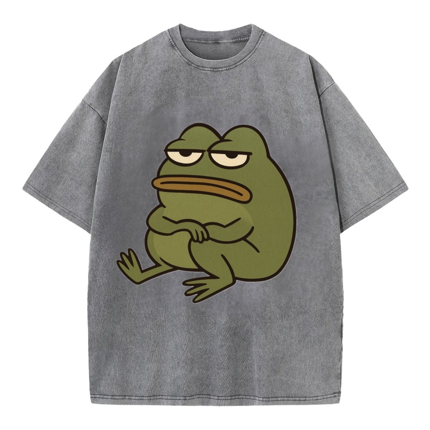 The Frog Judges Silently - Vintage T-shirt - Grey