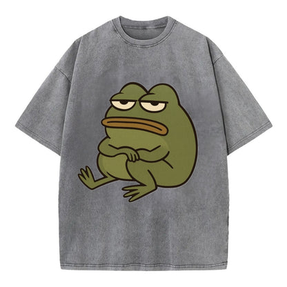 The Frog Judges Silently - Vintage T-shirt - Grey