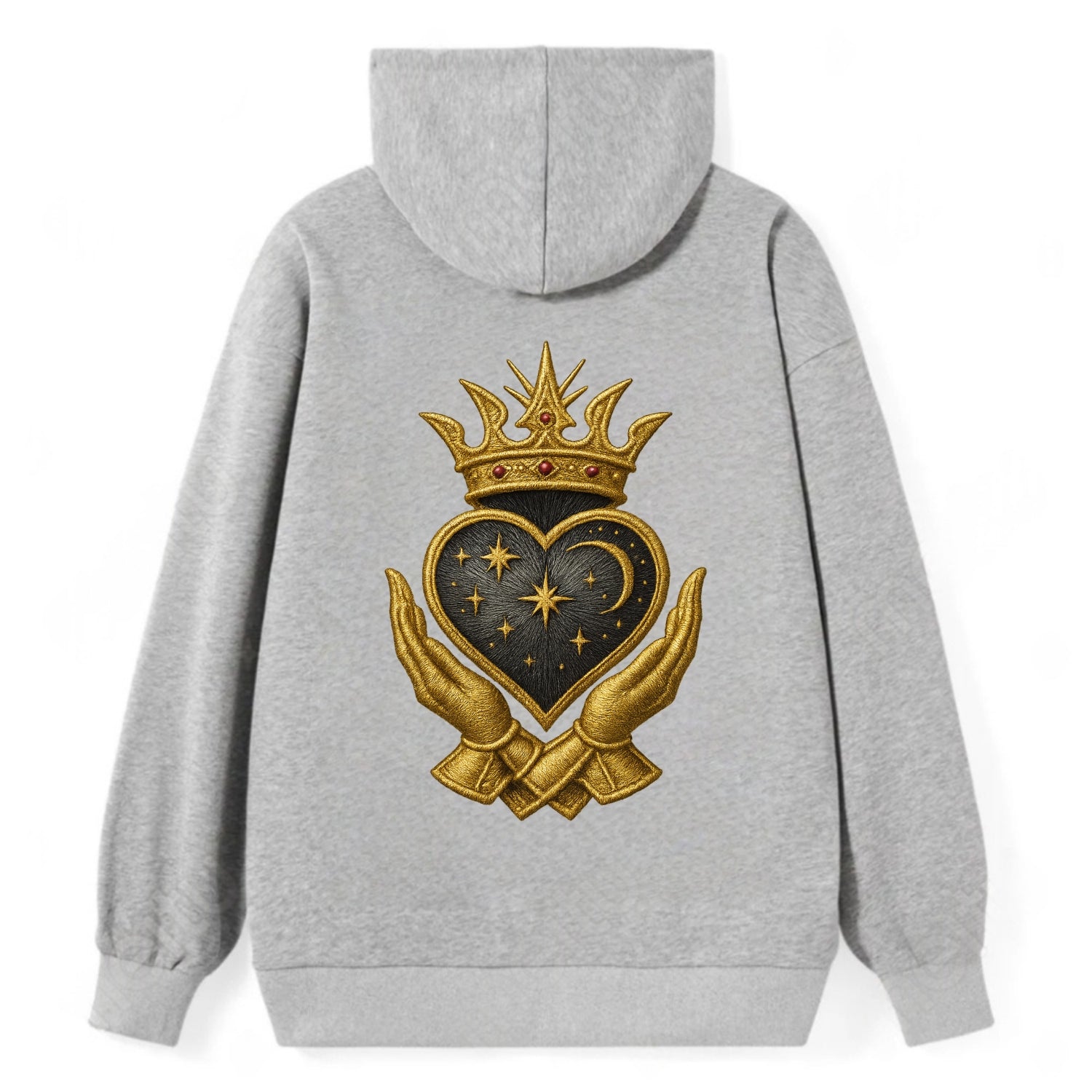 Hammered bronze warrior crown anchoring a dark steel heart with - Classic Pullover Hoodie - Grey