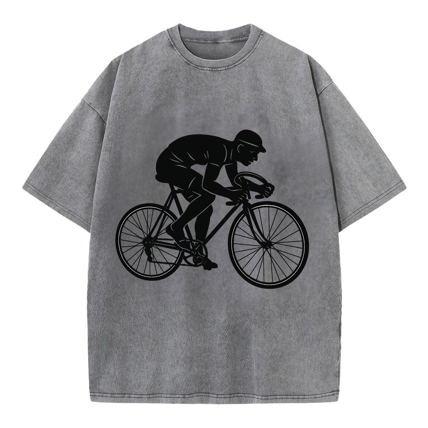 Cyclist sprinting in racing position - Vintage T-shirt - Grey
