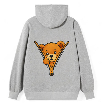 zipper bear - Classic Pullover Hoodie - Grey