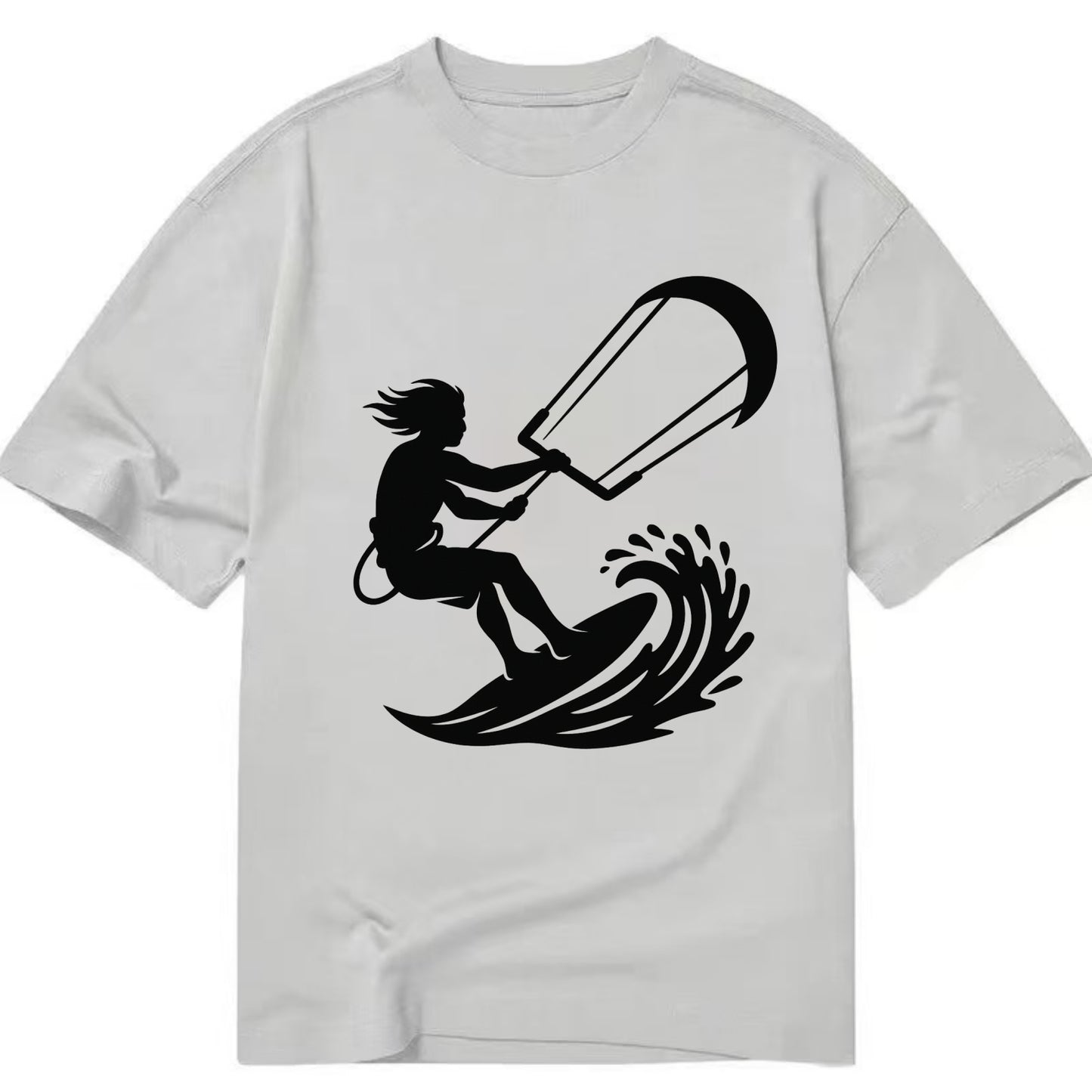 Kite surfer riding wave - Classic T-shirt - Grey
