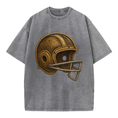 Football Helmet  - Vintage T-shirt - Grey