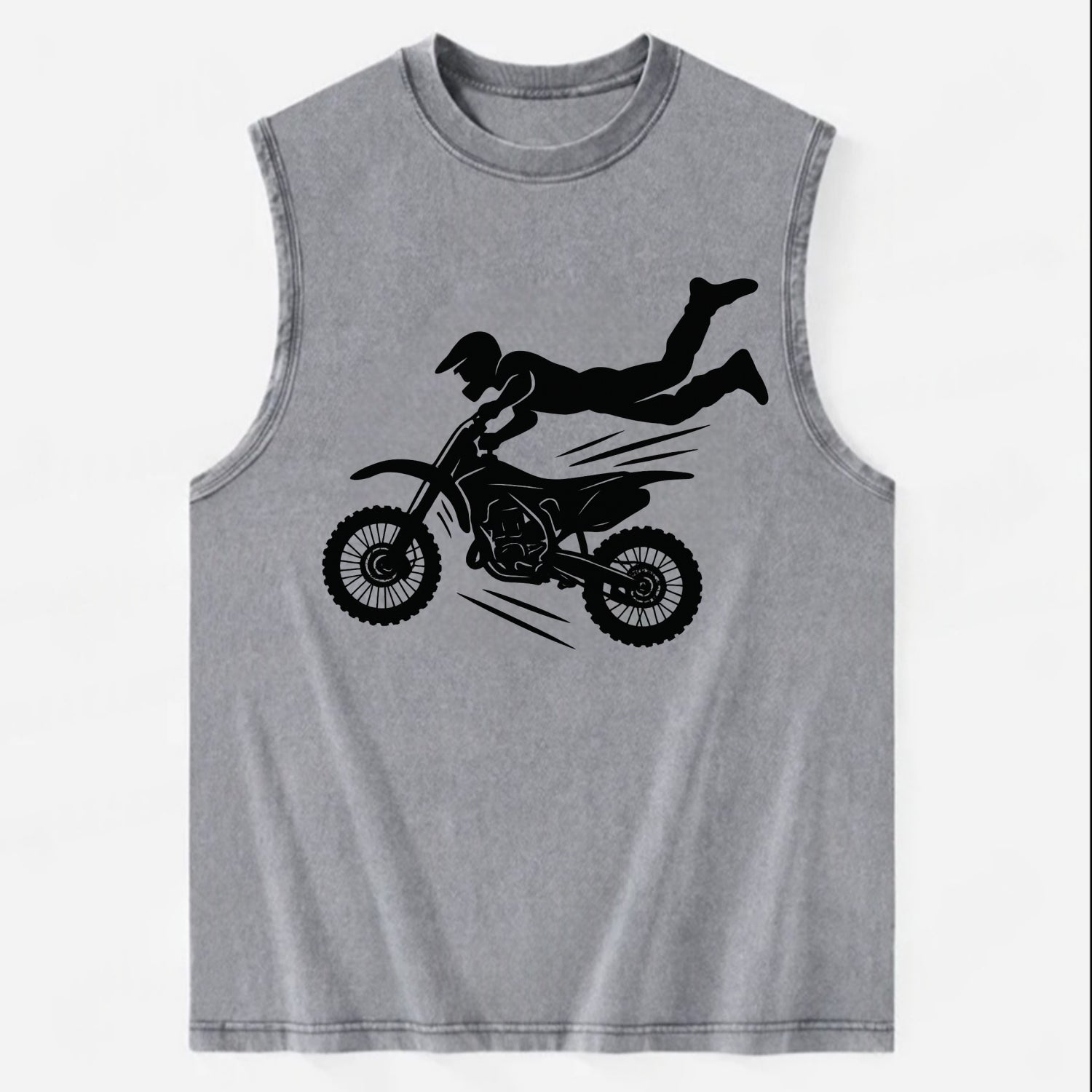 Motocross rider airborne trick - Vintage Washed Tank - Grey