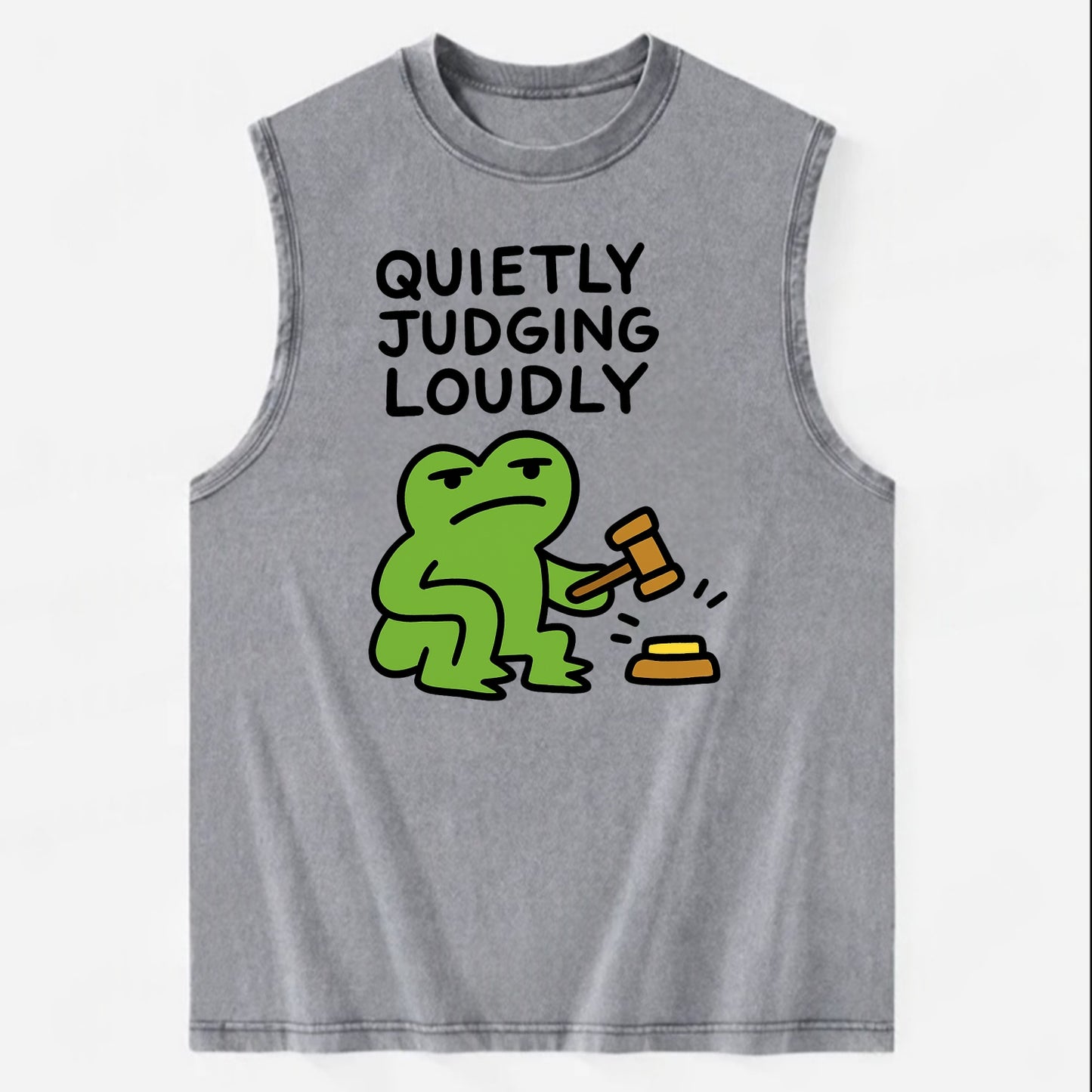 QUIETLY JUDGING LOUDLY | Silent gavel banging - Vintage Washed Tank - Grey
