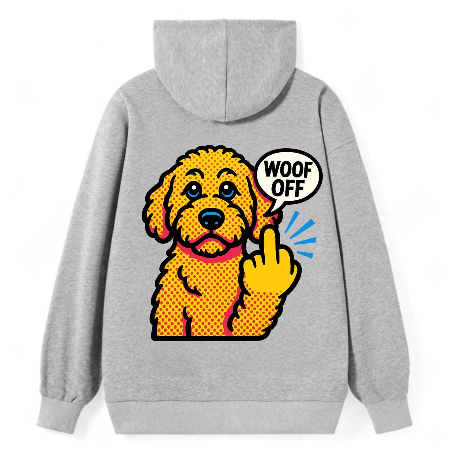 Goldendoodle with teddy bear face and curly golden coat, friendly paw - Classic Pullover Hoodie - Grey
