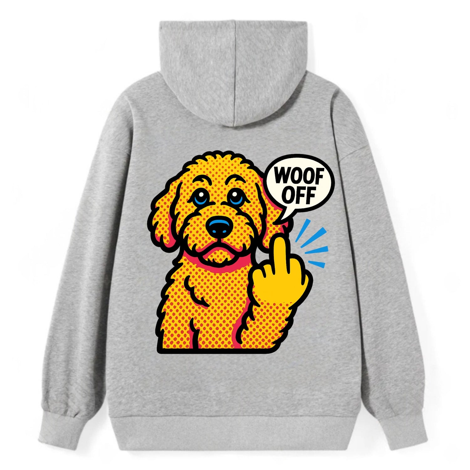 Goldendoodle with teddy bear face and curly golden coat, friendly paw - Classic Pullover Hoodie - Grey