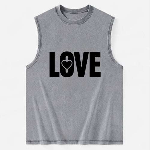 Bold typography design - LOVE - universal connection, heart centered - Vintage Washed Tank