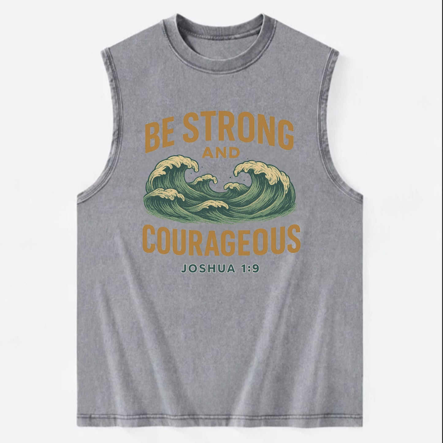Joshua 1:9 Ocean - Vintage Washed Tank - Grey