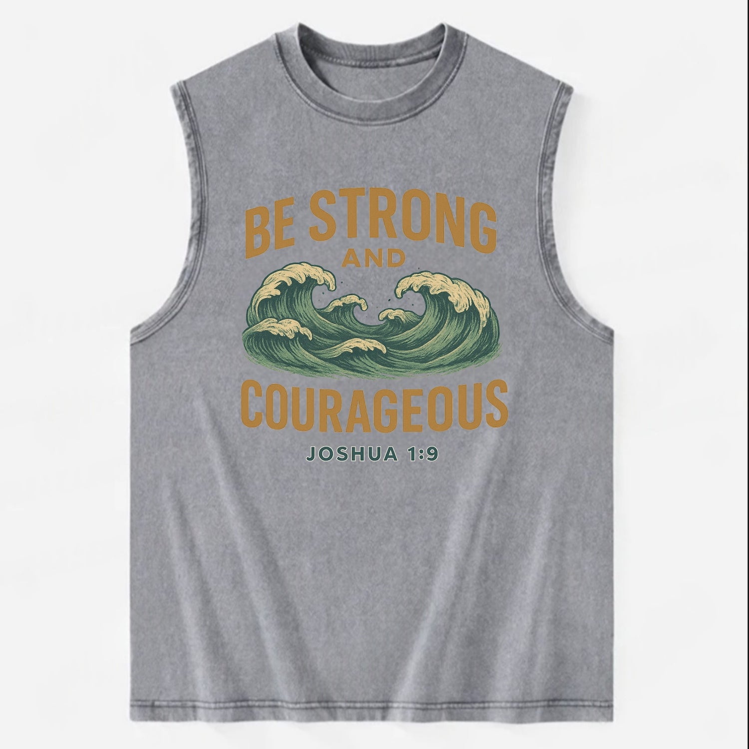 Joshua 1:9 Ocean - Vintage Washed Tank - Grey
