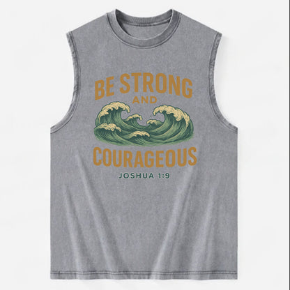 Joshua 1:9 Ocean - Vintage Washed Tank - Grey