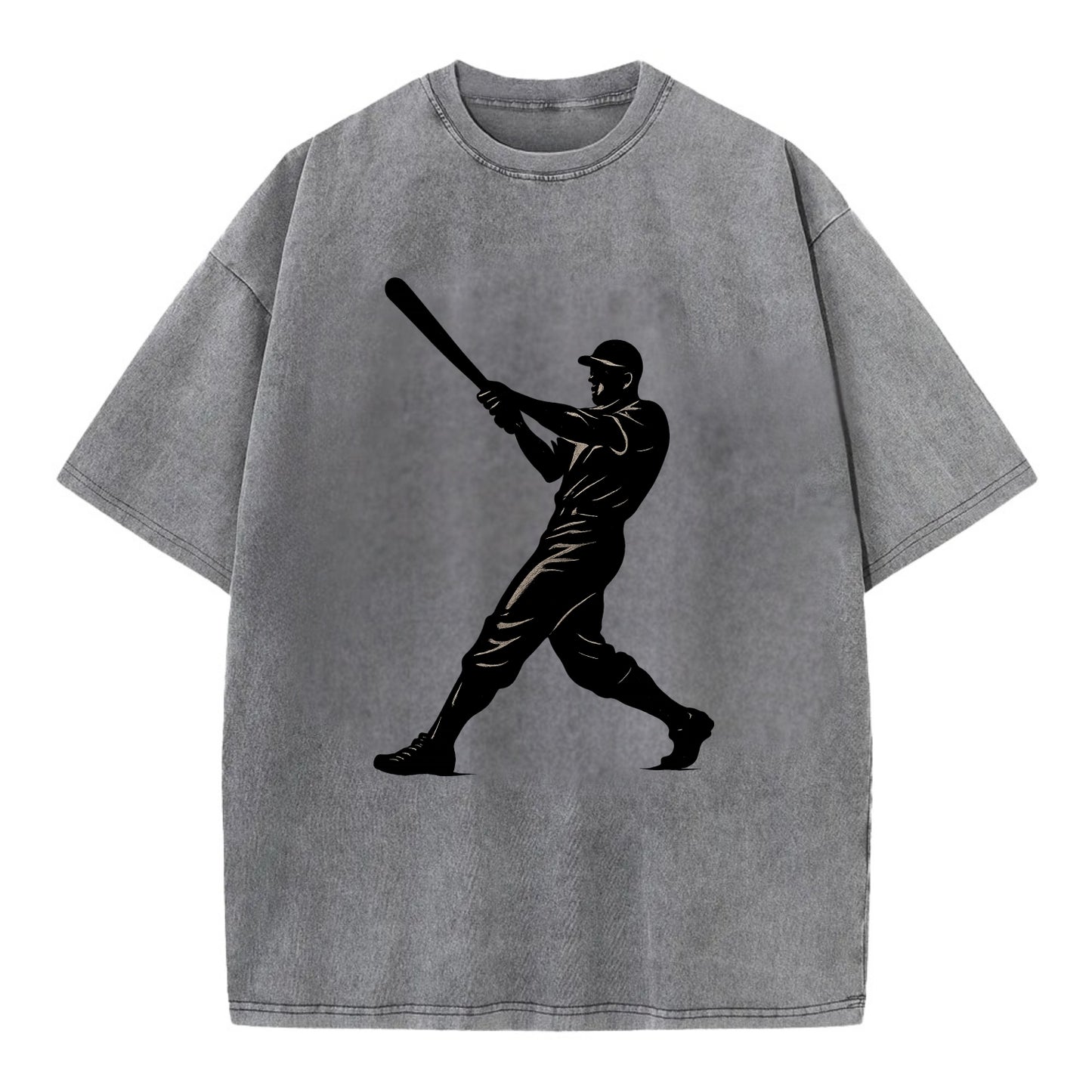 Baseball batter in full swing - Vintage T-shirt - Grey
