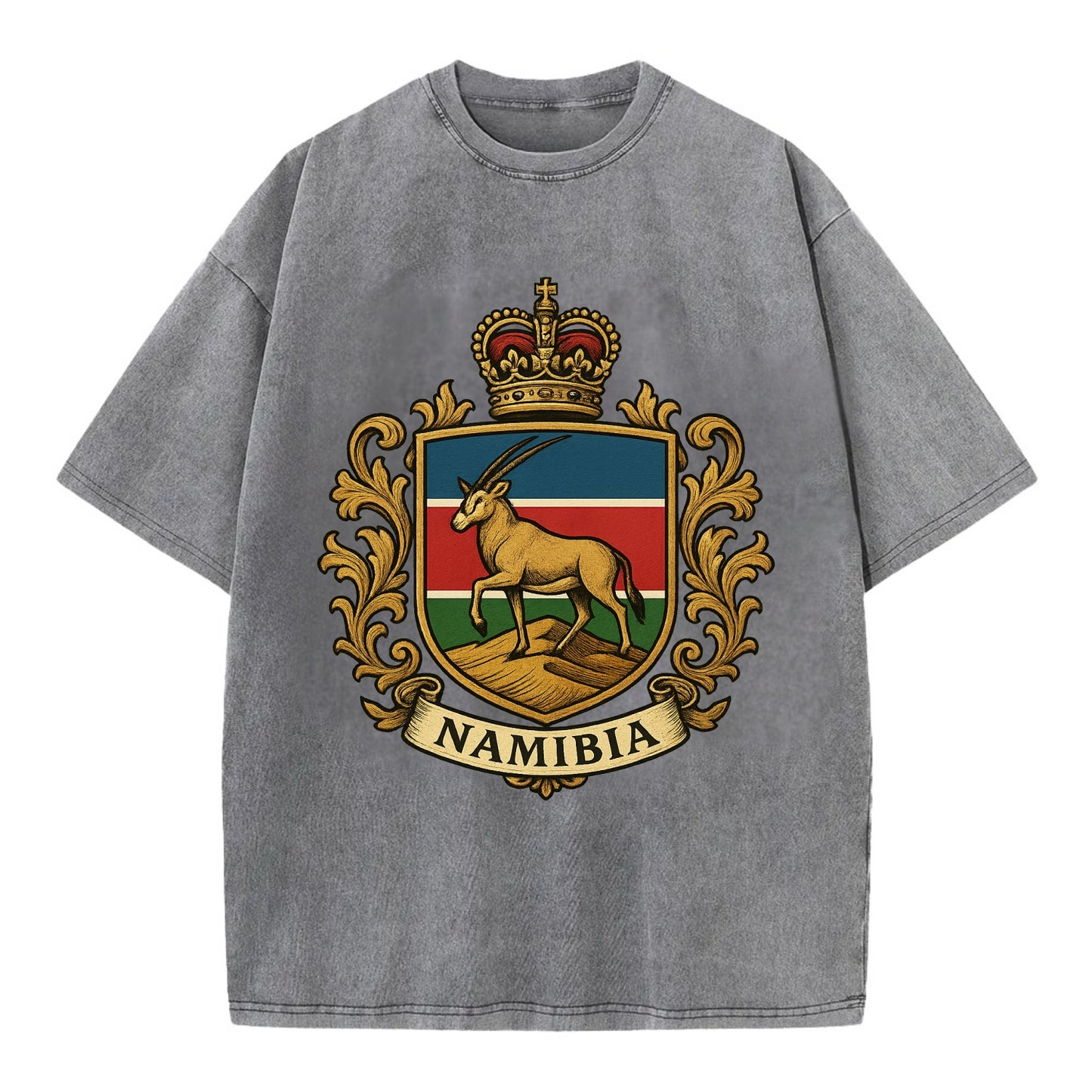 Namibia Heritage Badge  - Vintage T-shirt - Grey