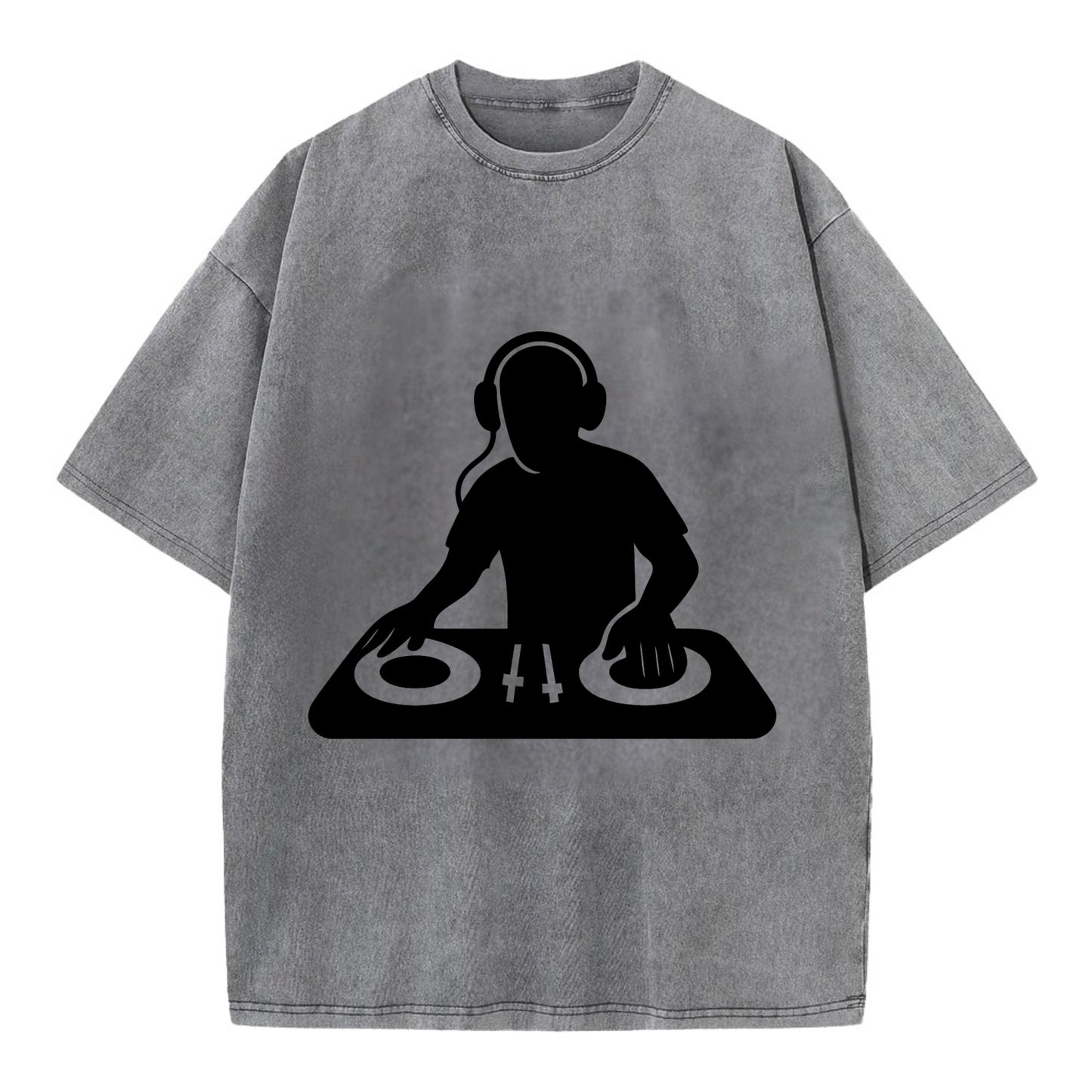 DJ with turntables and headphones - Vintage T-shirt - Grey