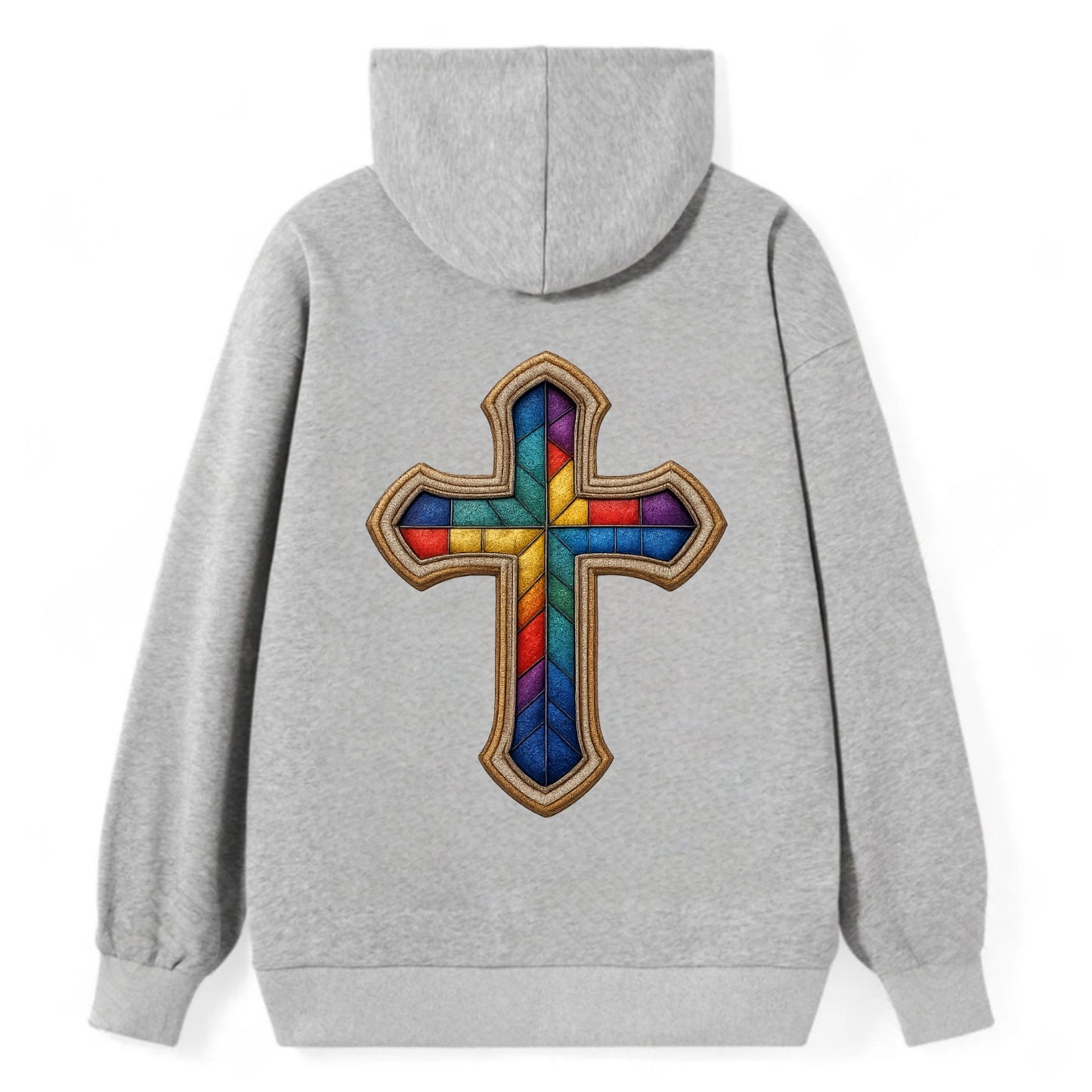 Stained Glass Cross  - Classic Pullover Hoodie - Grey