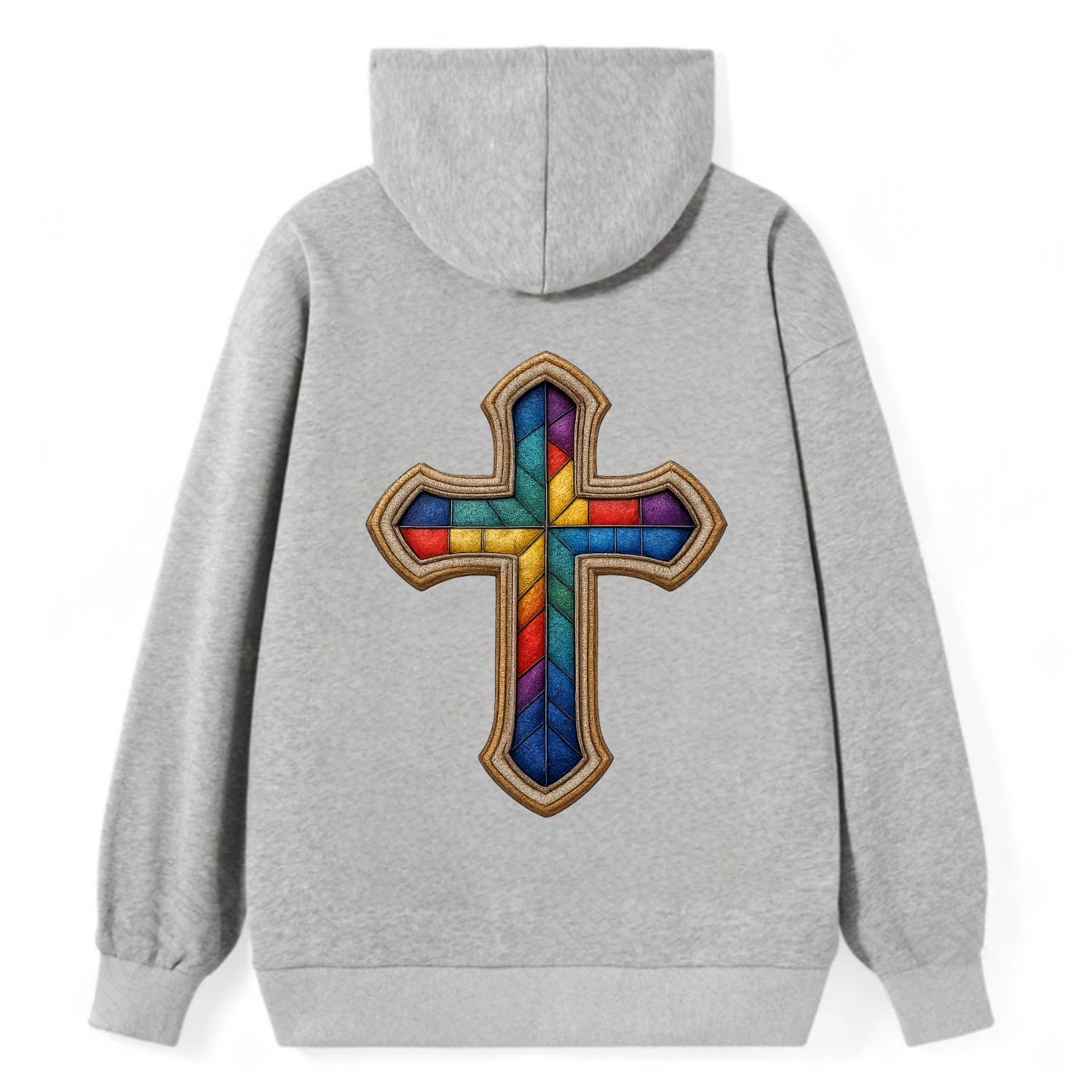Stained Glass Cross  - Classic Pullover Hoodie - Grey