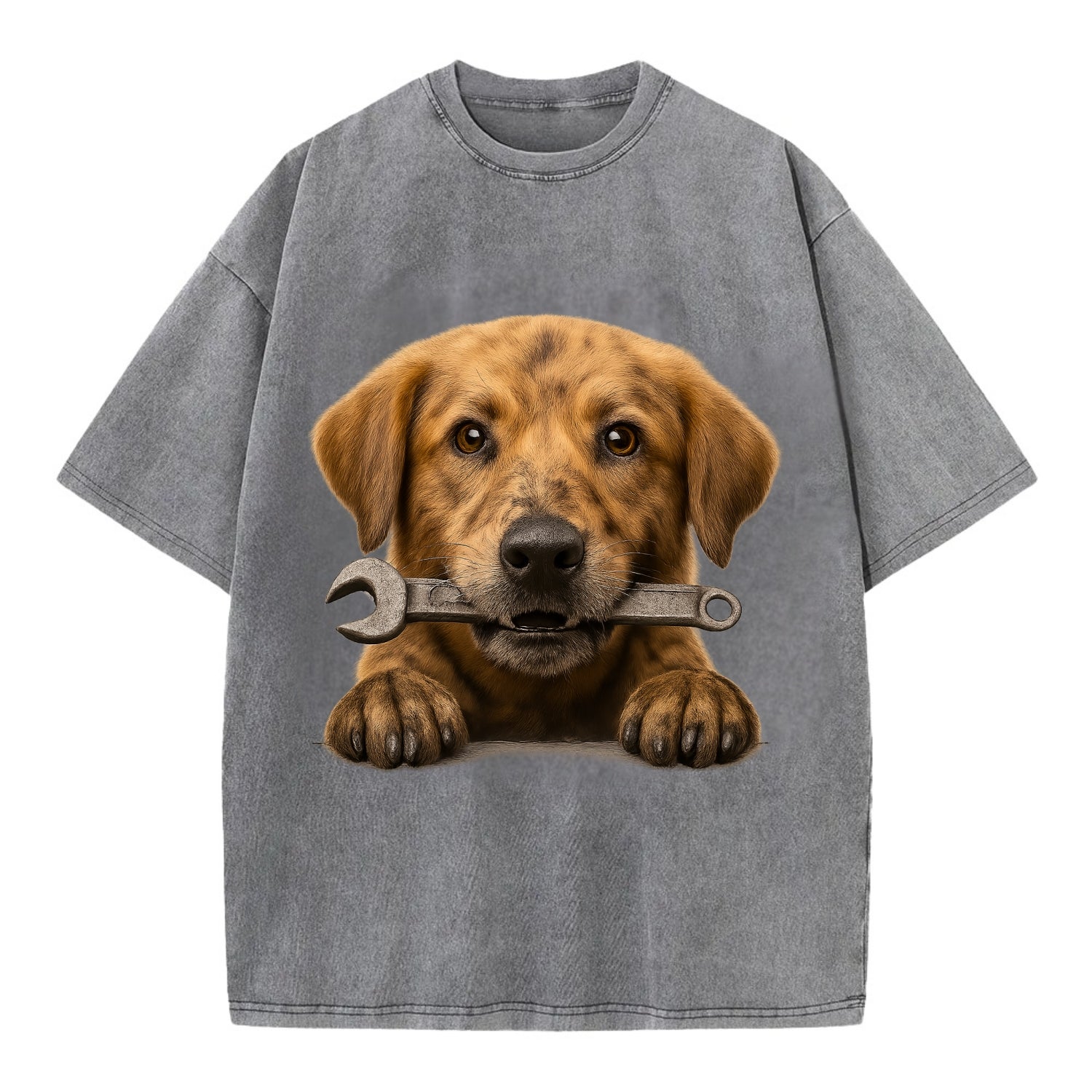 Mechanic Dog  - Vintage T-shirt - Grey
