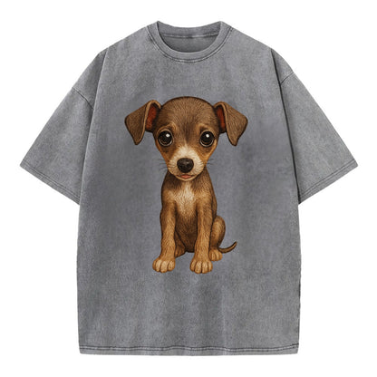 Baby Italian Greyhound Puppy - sleek tiny body, long legs, gentle eyes, - Vintage T-shirt - Grey