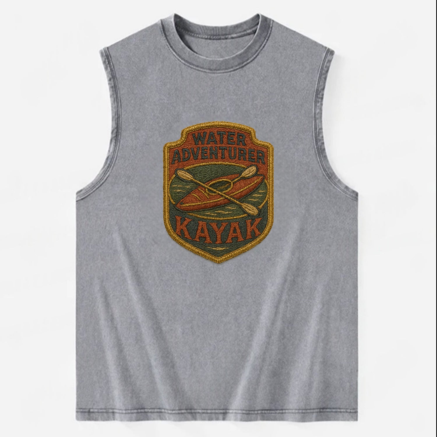 Kayak with paddle - water adventurer - Vintage Washed Tank - Grey