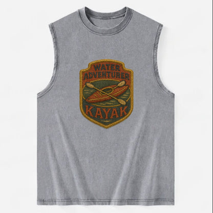 Kayak with paddle - water adventurer - Vintage Washed Tank - Grey