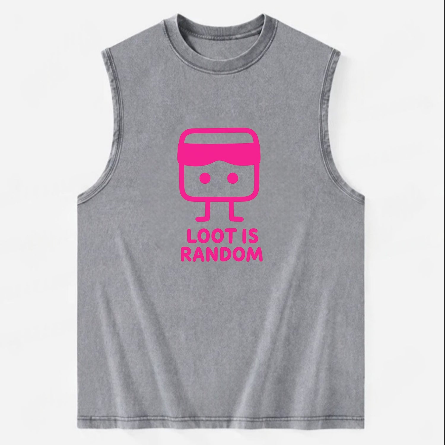 LOOT IS RANDOM | Dice wearing blindfold - Vintage Washed Tank - Grey