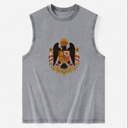 Imperial Eagle Of Spain Crest - Vintage Washed Tank - Grey