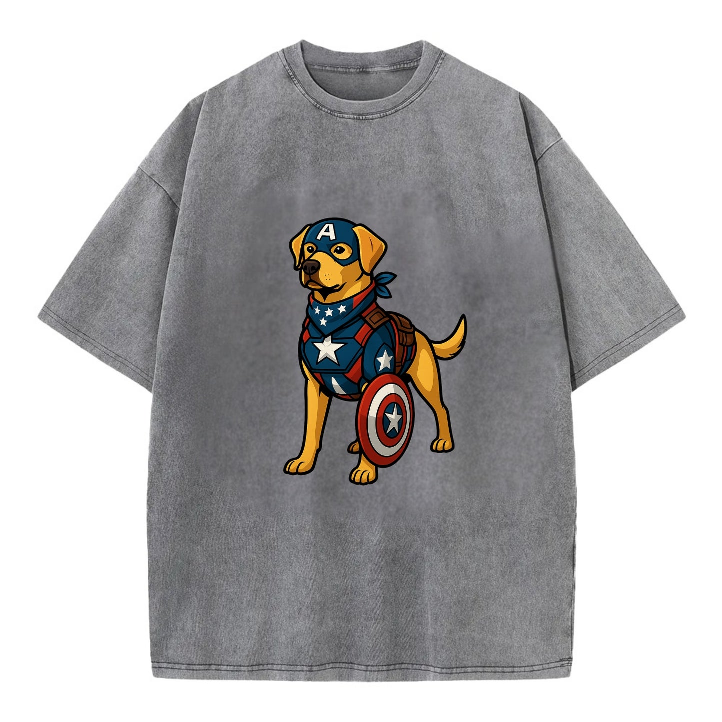 Labrador Captain America  - Vintage T-shirt - Grey