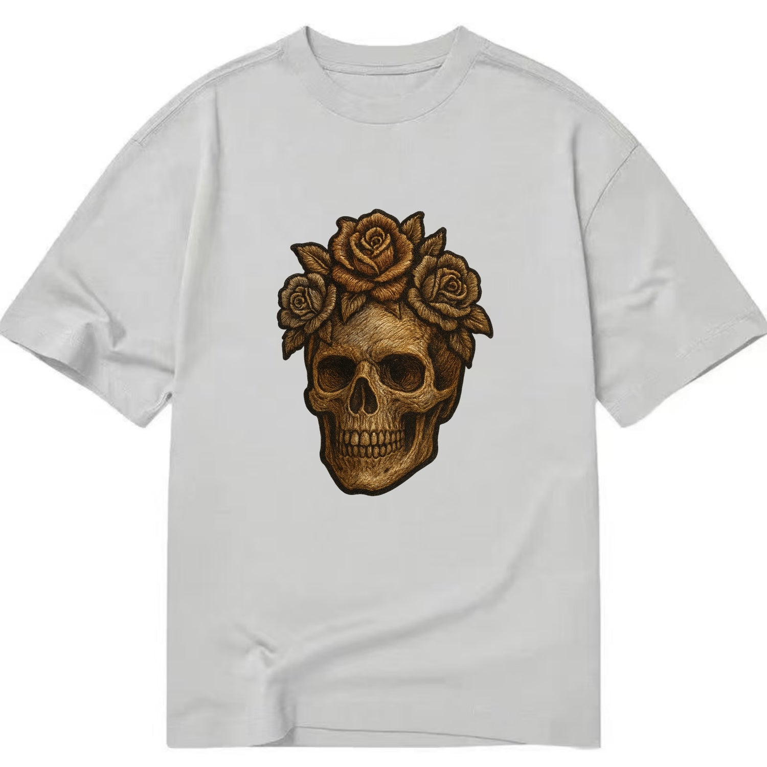 Skull and Roses  - Classic T-shirt - Grey
