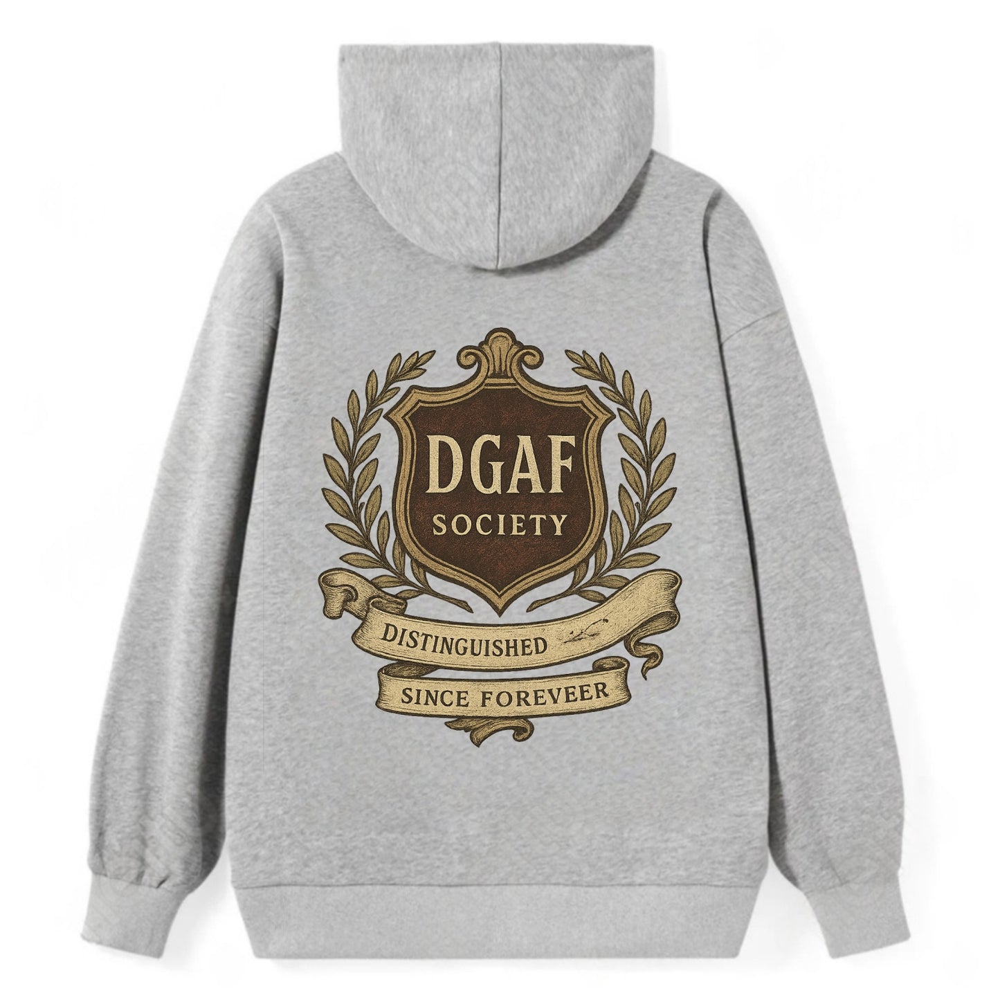 Official membership card design - "DGAF Society - Distinguished Members - Classic Pullover Hoodie - Grey