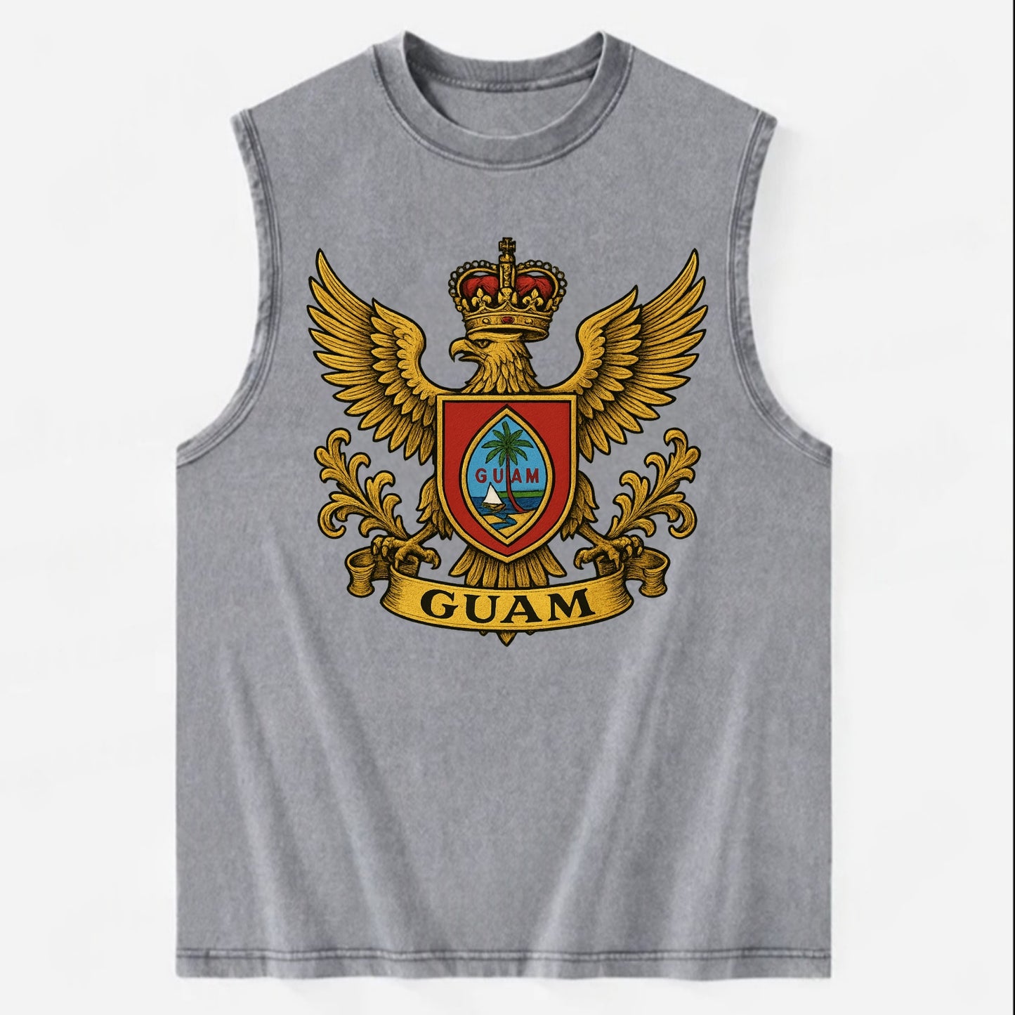 Guam Heritage Badge  - Vintage Washed Tank - Grey