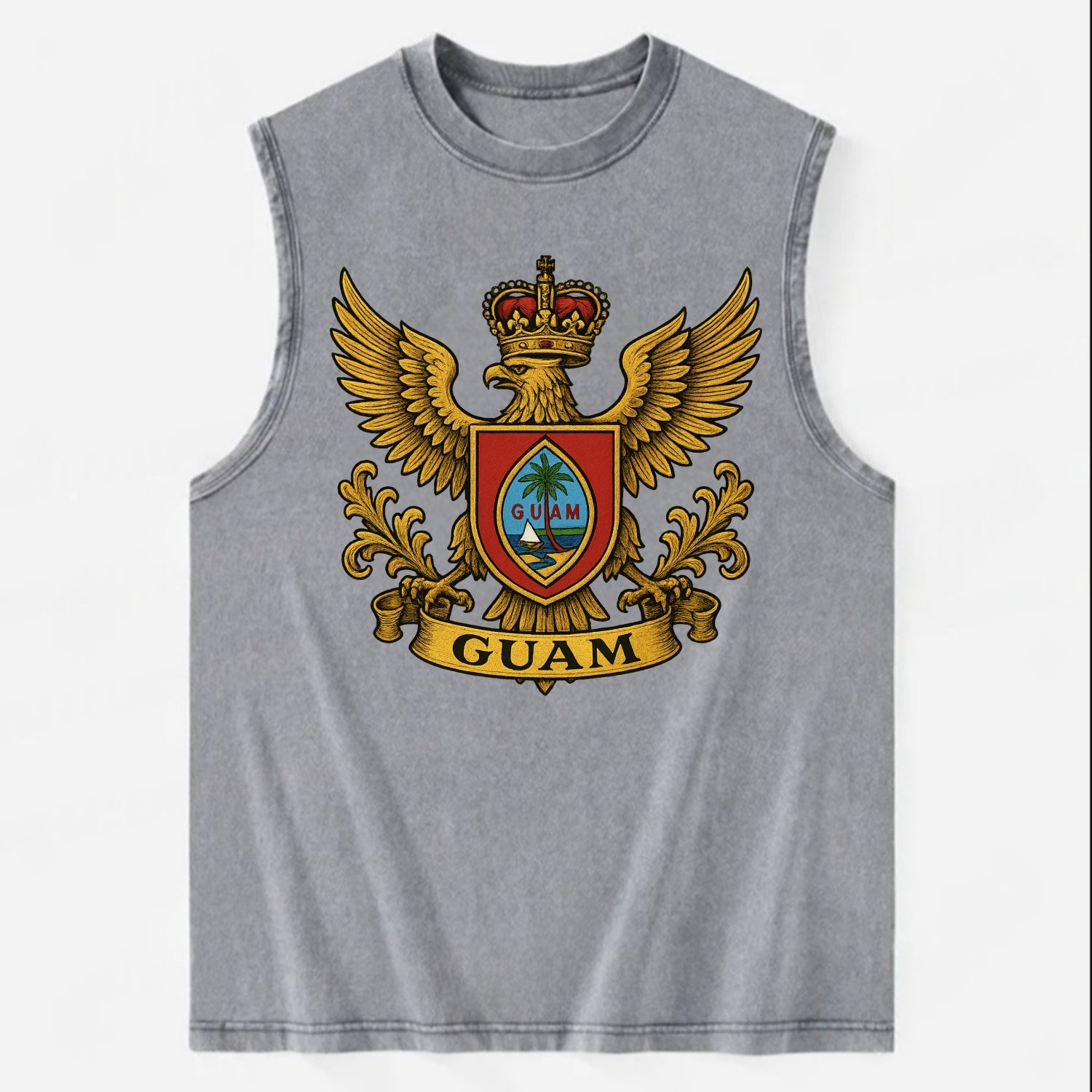 Guam Heritage Badge  - Vintage Washed Tank - Grey