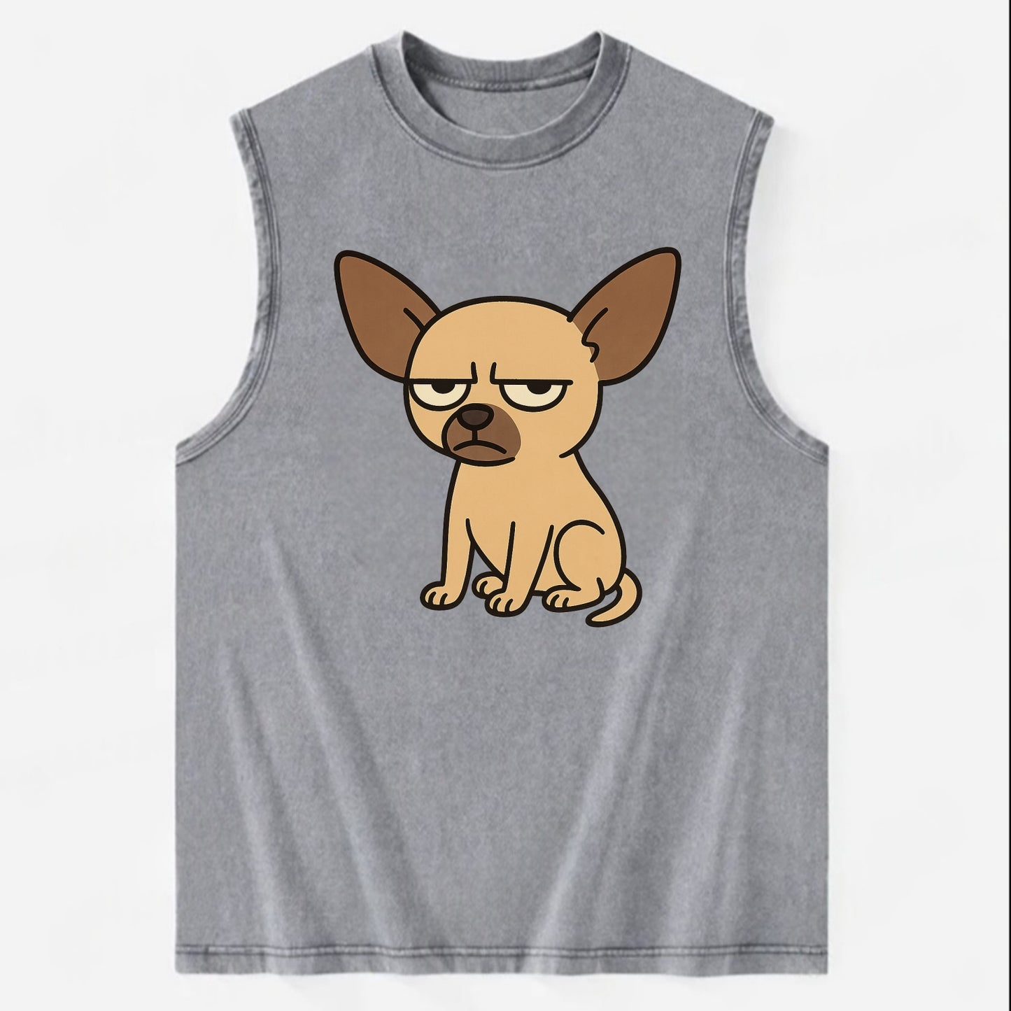 The Chihuahua Judging Silently - Vintage Washed Tank - Grey