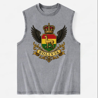 Bolivia Llama Emblem  - Vintage Washed Tank - Grey