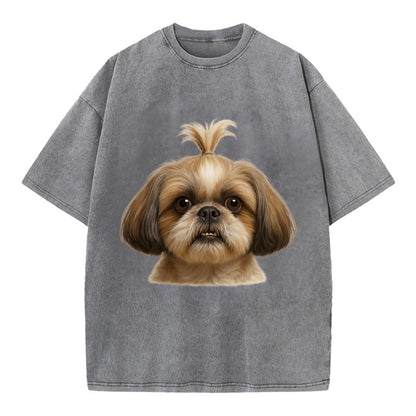Shih Tzu  - Vintage T-shirt - Grey
