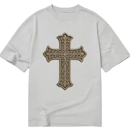 Filigree Cross  - Classic T-shirt - Grey