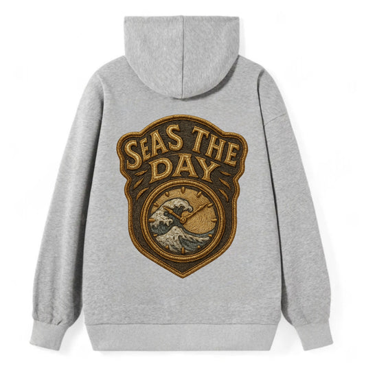Seas The Day  - Classic Pullover Hoodie - Grey